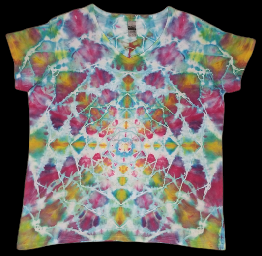 Tie dye short sleeve T-Shirt, Ladies V neck, XL