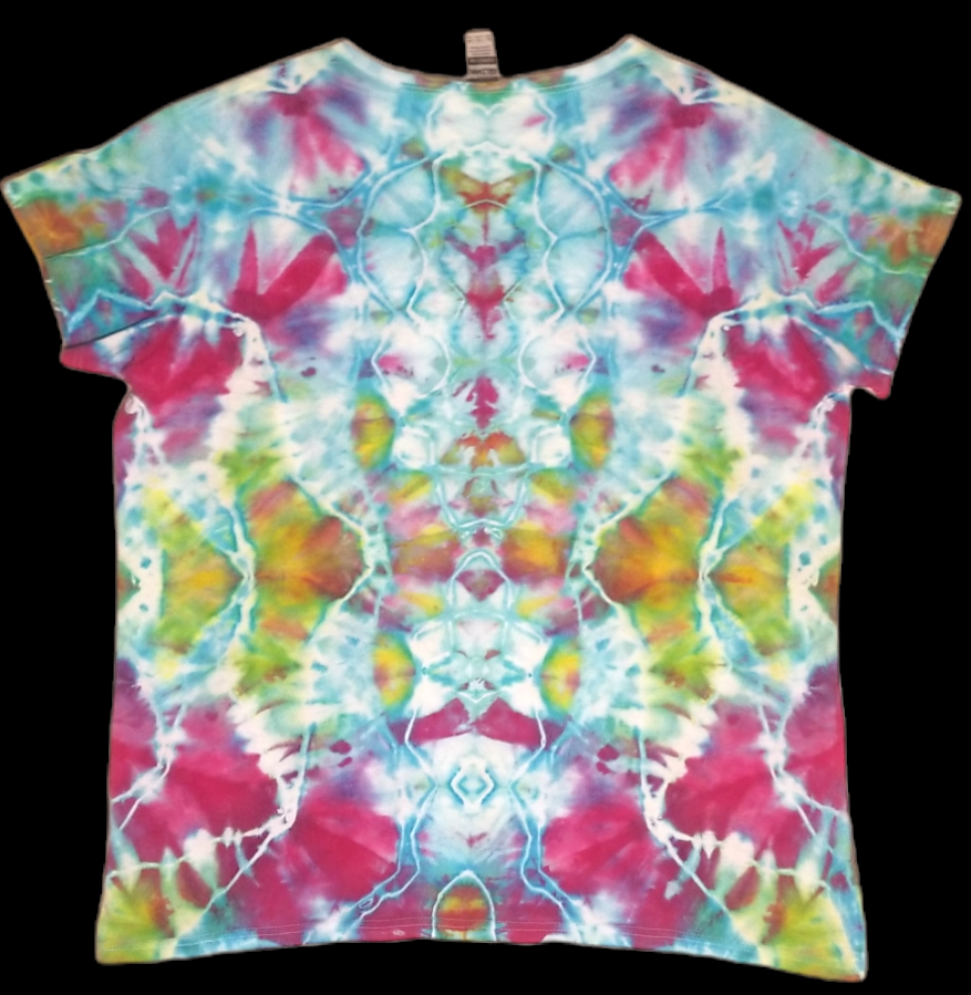Tie dye short sleeve T-Shirt, Ladies V neck, XL
